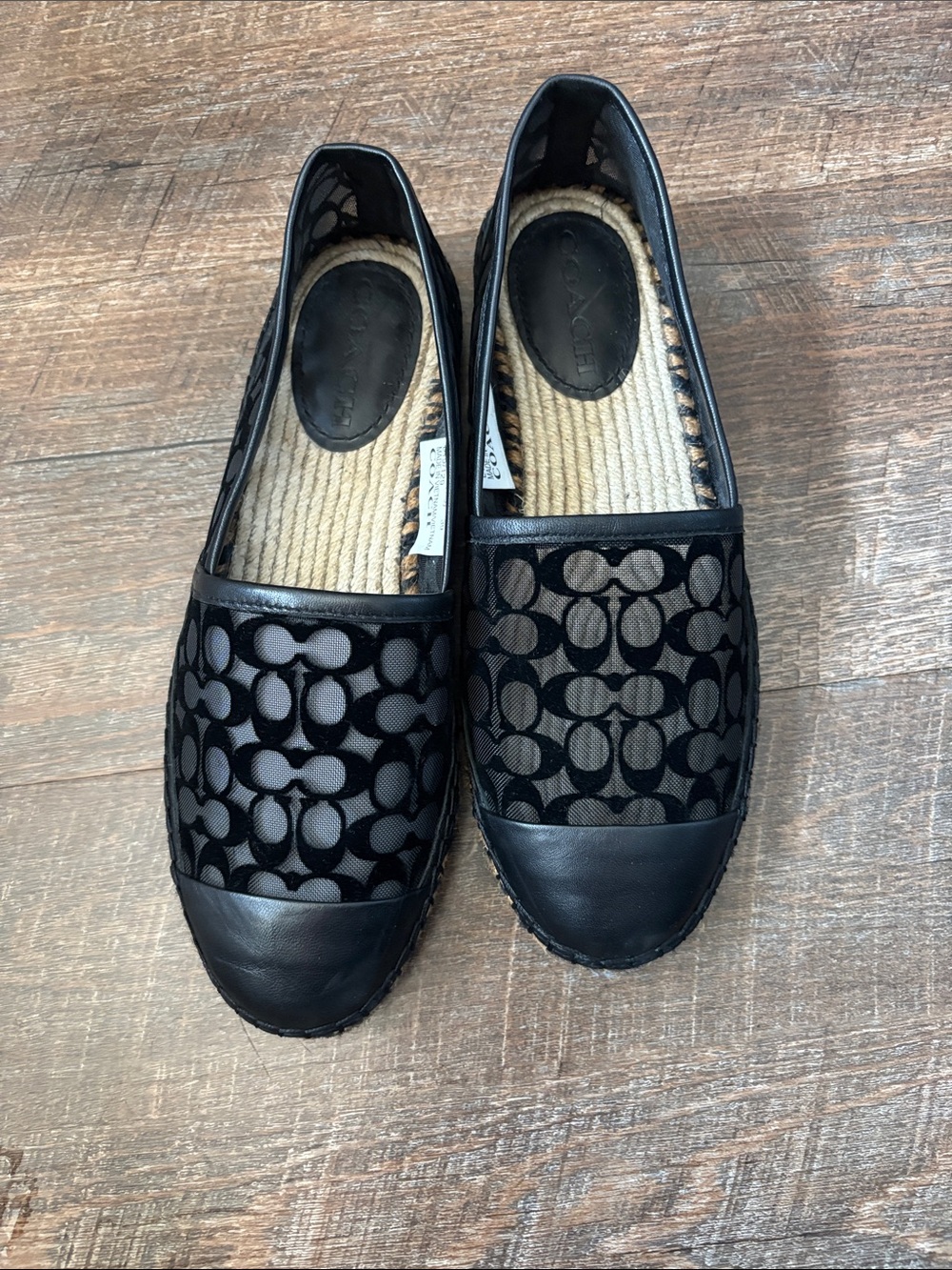 Coach Black Signature Mesh Espadrille Loafers